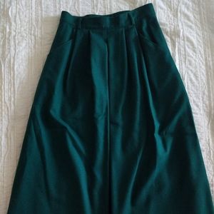 Vintage Miss Pendleton Emerald Green Pleated Wool Skirt Size 12